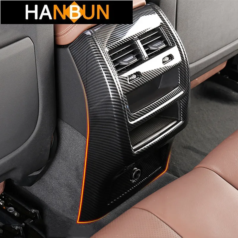 

Carbon Fiber Color Center Armrest Rear Air Outlet Decoration Frame Cover Anti-kicking Trim For BMW X5 G05 Interior Accessories