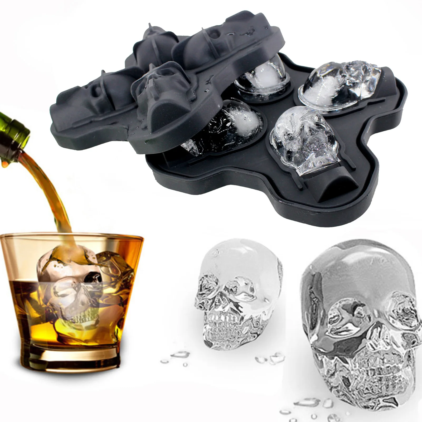 DIY 3D Череп Силиконовая форма льда кубиков скелет головы шоколадный торт лоток