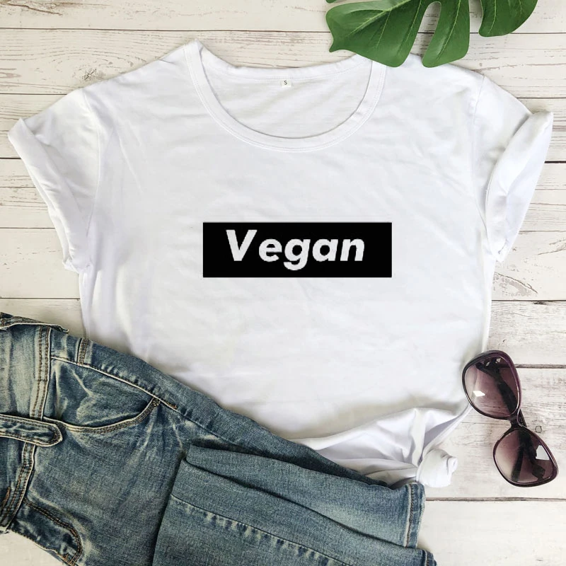 

Vegan Letter Print T-shirt Summer Short Sleeve Organic Vegetarian Tshirt Casual Women Hipster Graphic Tee Shirt Top