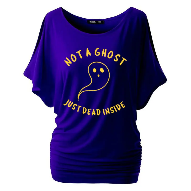 Футболка Хлопковая женская в стиле Хэллоуин с рукавом летучая мышь | Женская