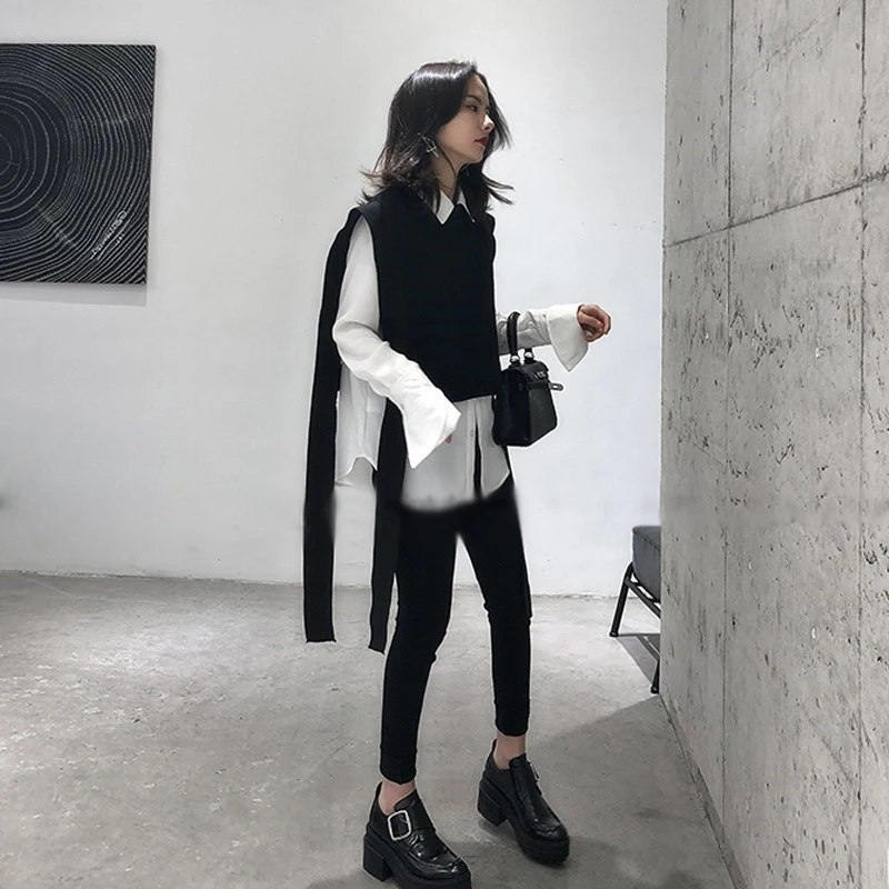 

Knit New Cashmere Vest Female Loose Fashion Sleeve Round Neck Sleeveless Sweater Short Paragraph Attyyws Vest Soft and Warm