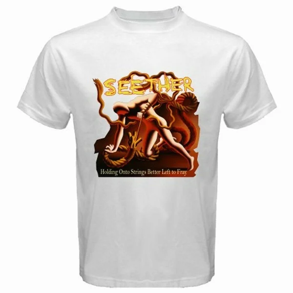 

New SEETHER Holding Onto Strings Album Music Men's White T-Shirt