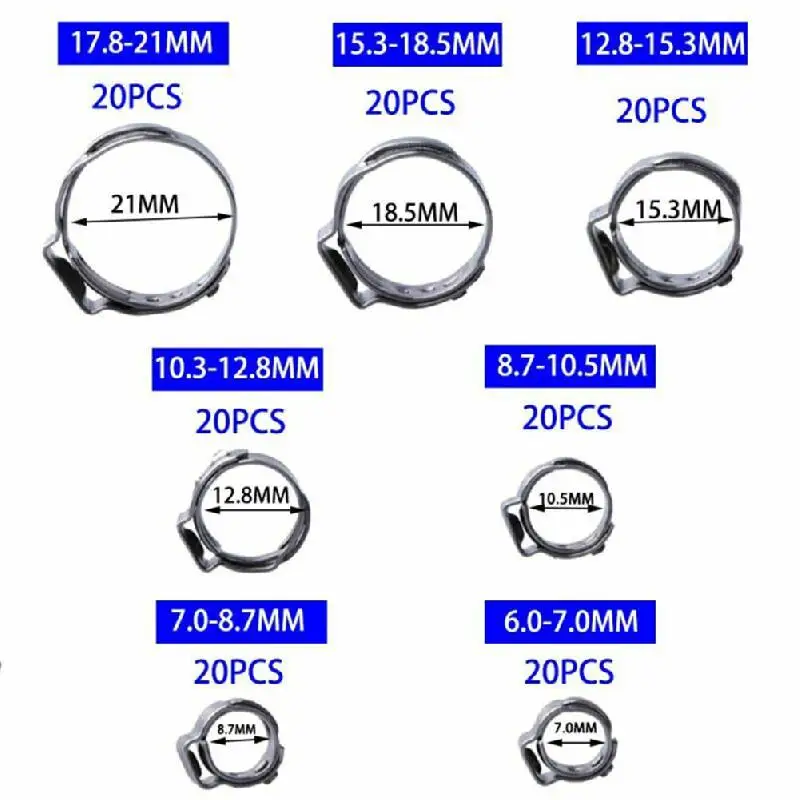 140 шт. 304 хомут для шланга из нержавеющей стали с тройным зажимом регулируемый
