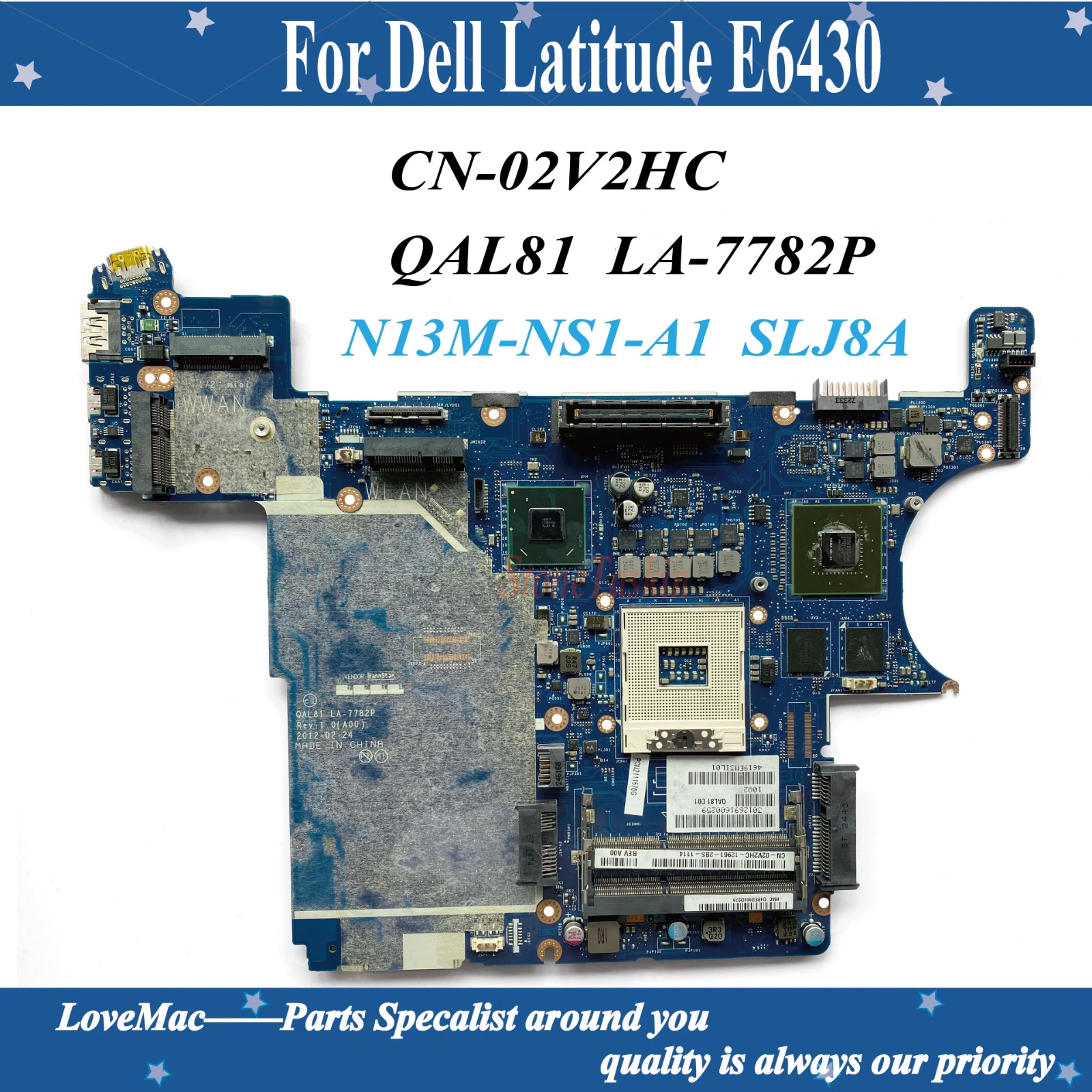 Высокое качество CN-02V2HC для Dell Latitude E6430 Материнская плата ноутбука QAL81 LA-7782P N13M-NS1-A1