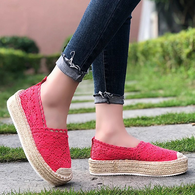 Лоферы женские сетчатые без застежки повседневные плетеные туфли на плоской