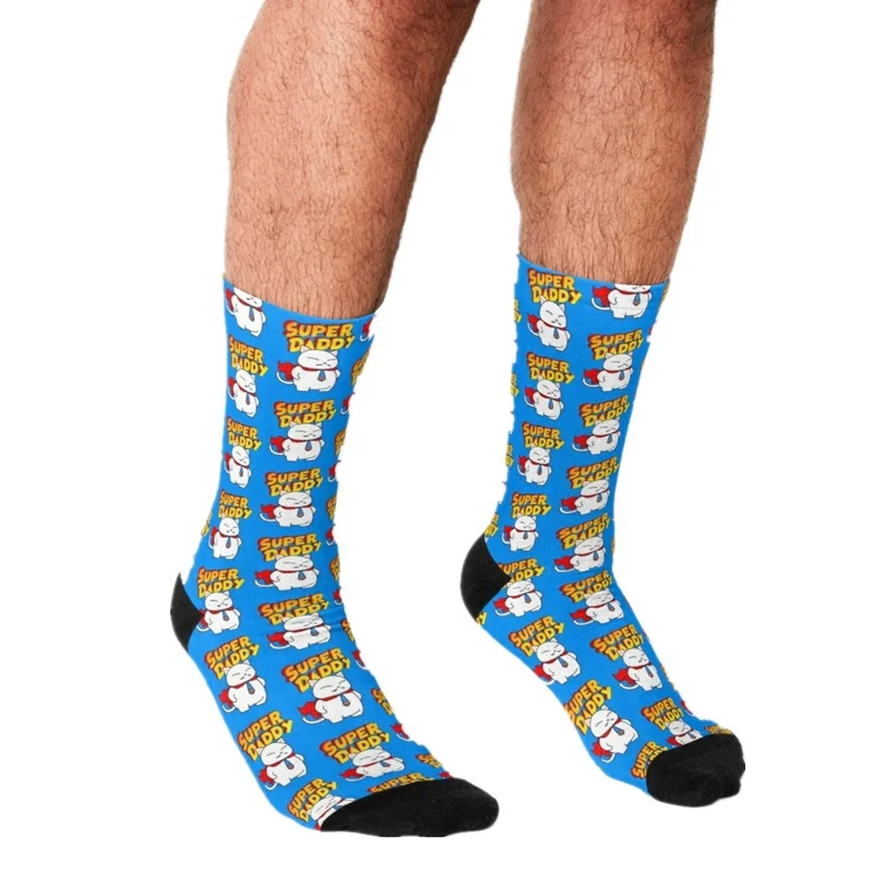 

2021 забавные мужские носки на День отца супер папа кошка печатные Рок Хип-хоп мужские счастливые носки уличный стиль сумасшедшие носки для м...