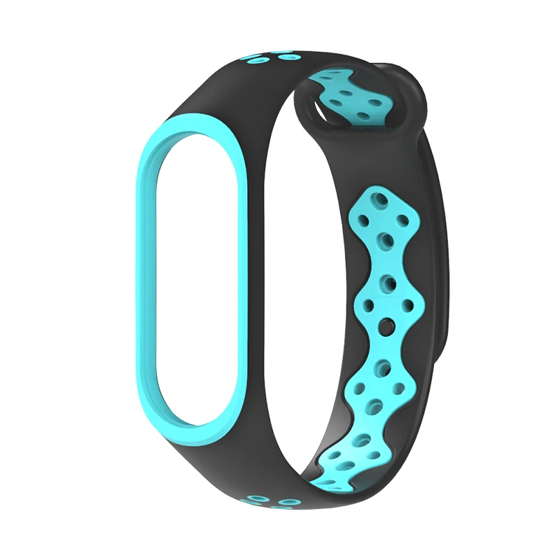 Black Blue Спортивный браслет для mi Band 3 4, ремешок на запястье, спортивный силиконовый браслет для mi band 4 3, Смарт-часы, браслет для Xiaomi mi band 3 4, ремешок - Цвет: Black Blue