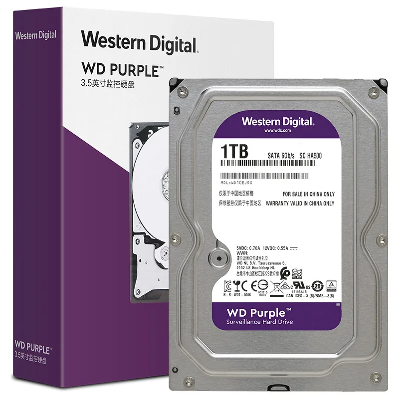 

Western Digital WD Purple Surveillance HDD 1TB 2TB 3TB 4TB SATA 6.0Gb/s 3.5" Hard Drive for Camera AHD DVR IP NVR