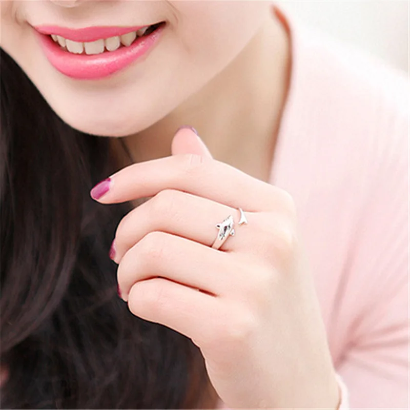 Посеребренные винтажные парные кольца Megin D в стиле бохо с дельфином для