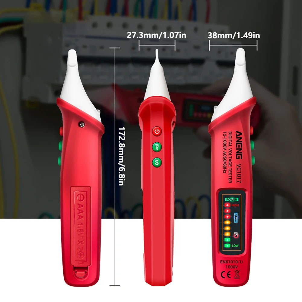 ANENG VC1017 Non-contact Alarm AC voltage detector meter LED Smart Tester Pen Current Electric Sensor Test Pencil |