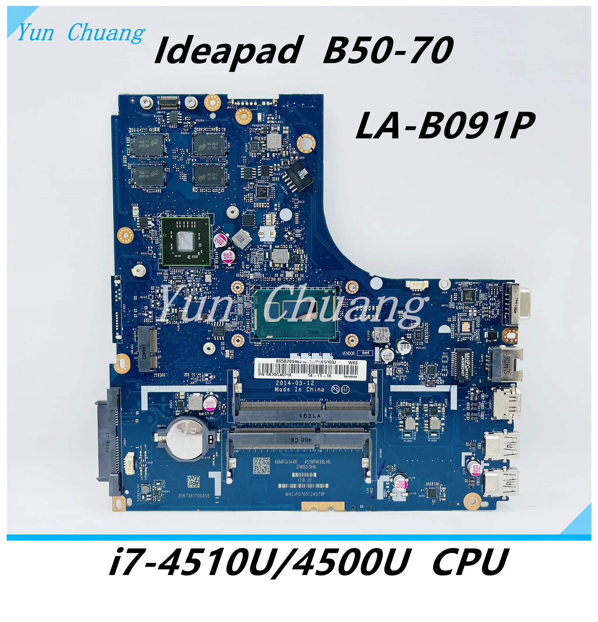 LA-B091P REV: 1 0 материнская плата для Lenovo B50-70 ноутбука с i7-4500U/4510U CPU R5-M230 2G DDR3L 100% тест |
