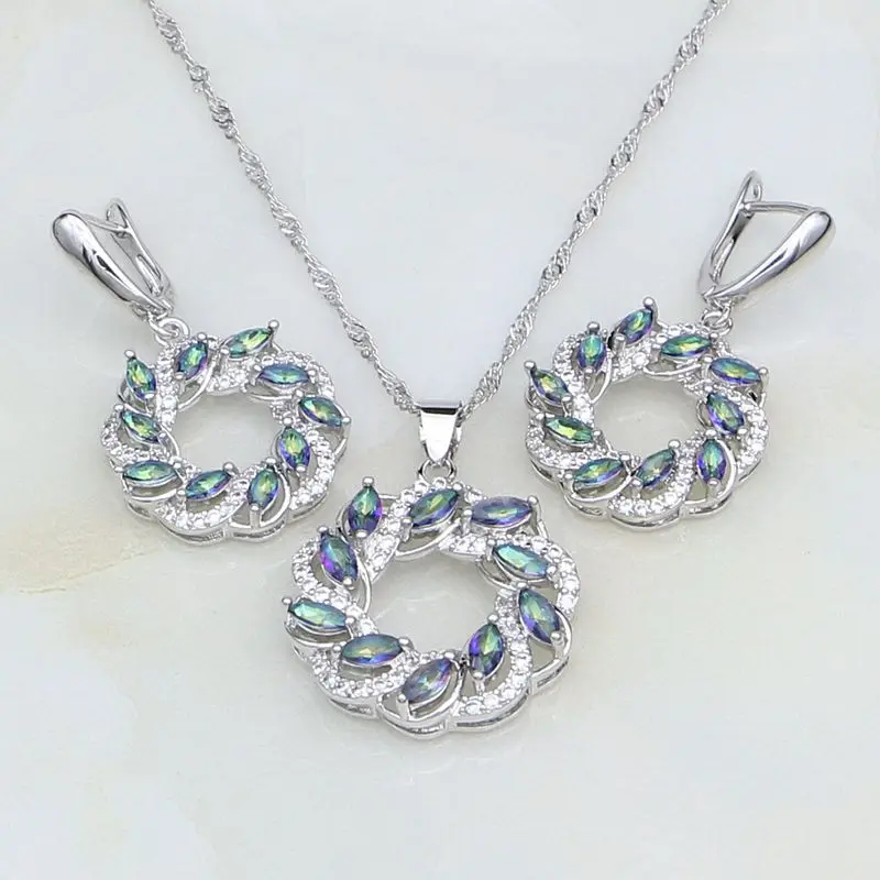 Ювелирные изделия из серебра 925 пробы мистические радужные камни белые