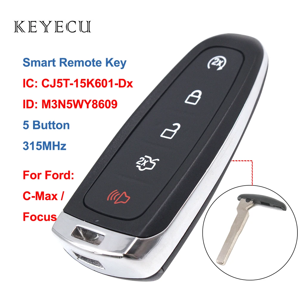 Keyecu умный дистанционный ключ брелок от машины 5 кнопок 315 МГц ID46 для Ford C Max Focus 2014 2015