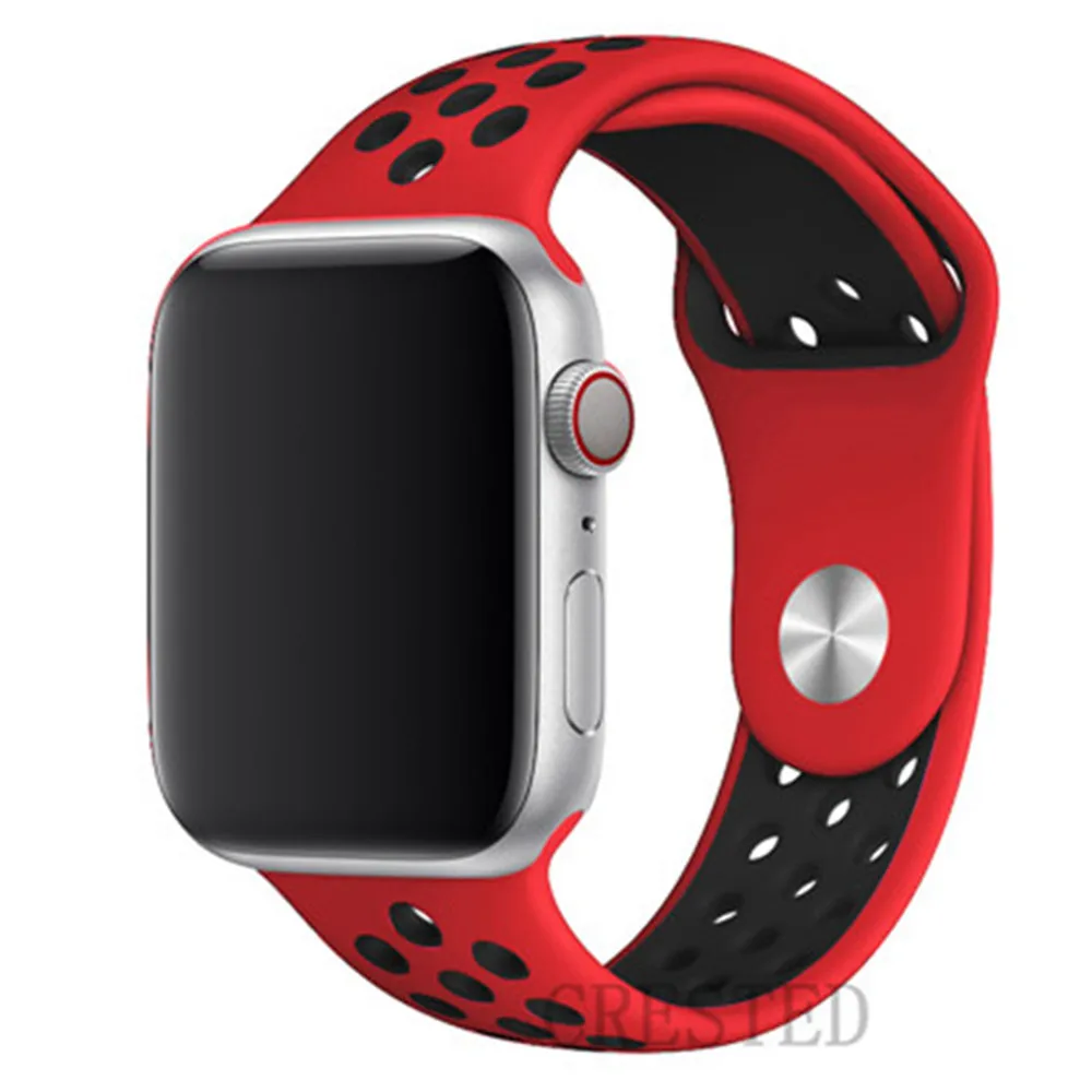 Ремешок для apple watch 5 4 3 ремешок 44 мм/40 мм iwatch ремешок 5 42 мм/38 мм correa силиконовый браслет аксессуары для часов - Цвет ремешка: red black 7