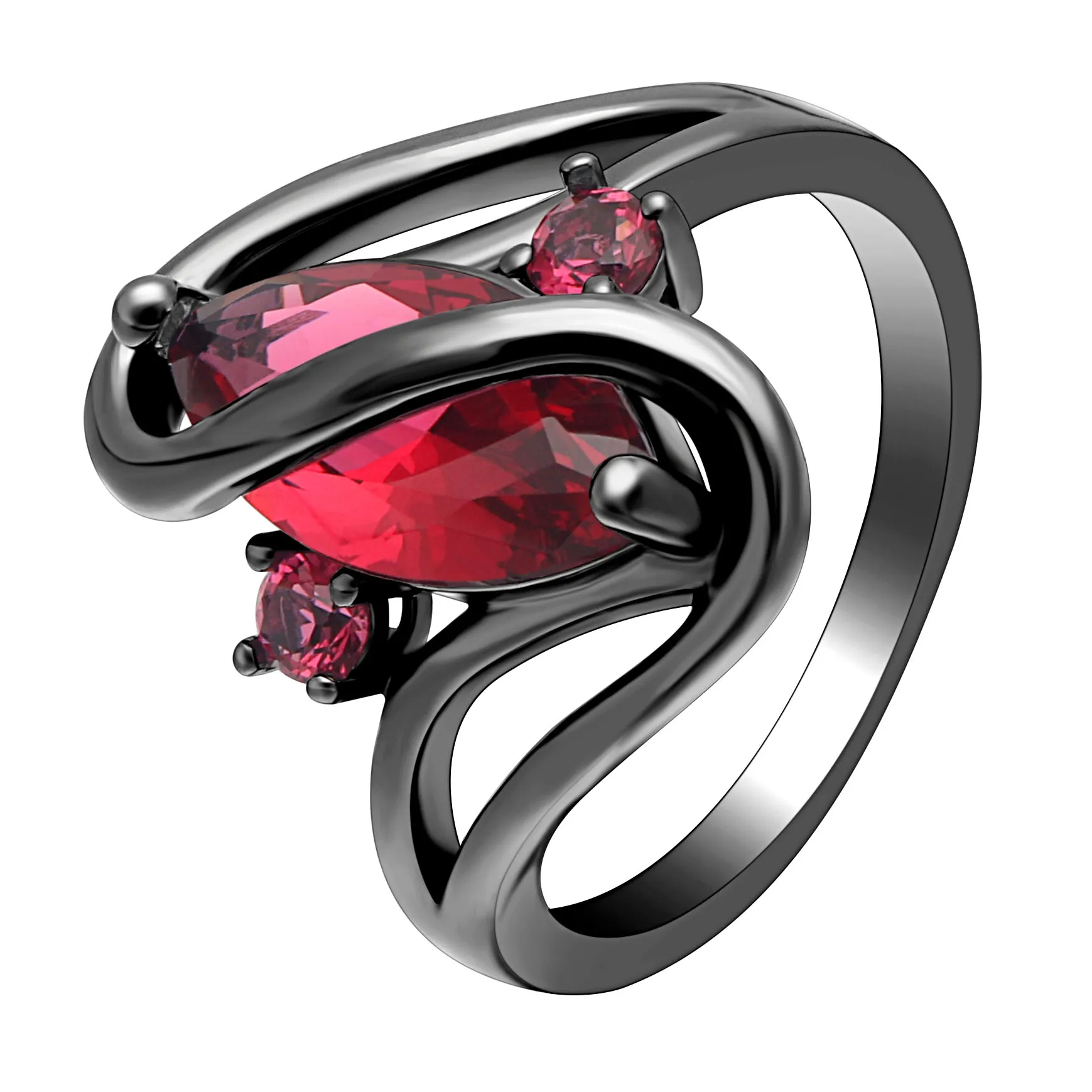 Черные кольца для женщин кубического циркония свадебные/обручальные черного