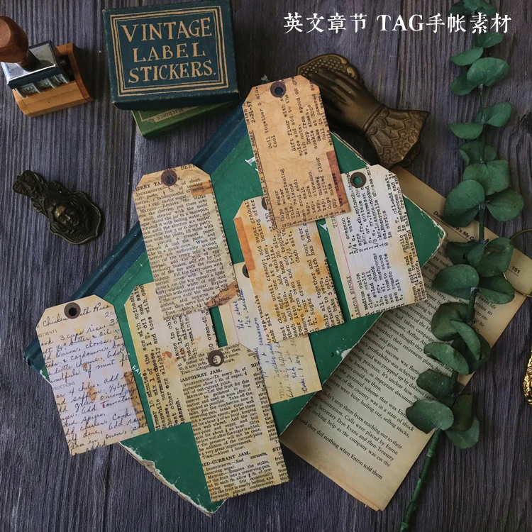 

8Pcs/Pack Vintage English Chapter Tag Sticker DIY Craft Scrapbooking Album Junk Journal Planner Decorative Stickers