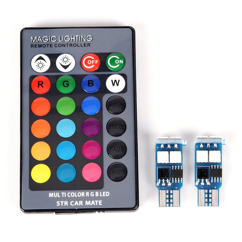 2 X T10 RGB 6 SMD 5050 светодиодный автомобильный клиновидный босветильник ширина