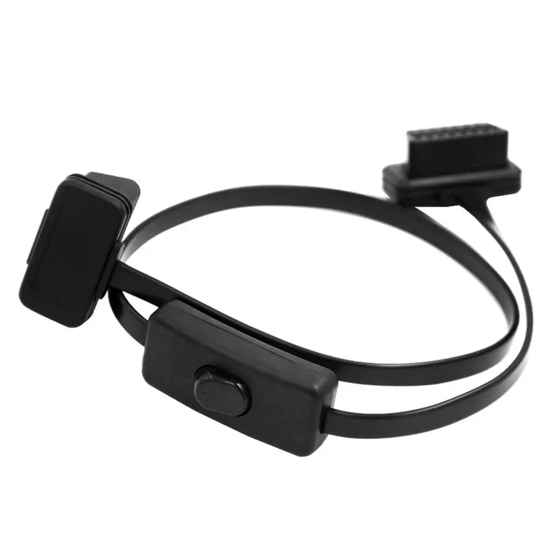Бесплатная доставка! Удлинительный кабель OBD II с переключателем плоский тонкий