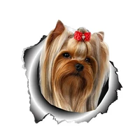 pet dog yorkshire terrier torn metal animal styling car sticker automobiles motorcycles exterior accessories pvc decal