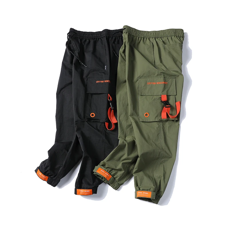 Tech одежда мужские брюки карго хип хоп ленты Hi Street лодыжки липучки|Брюки-карго| |