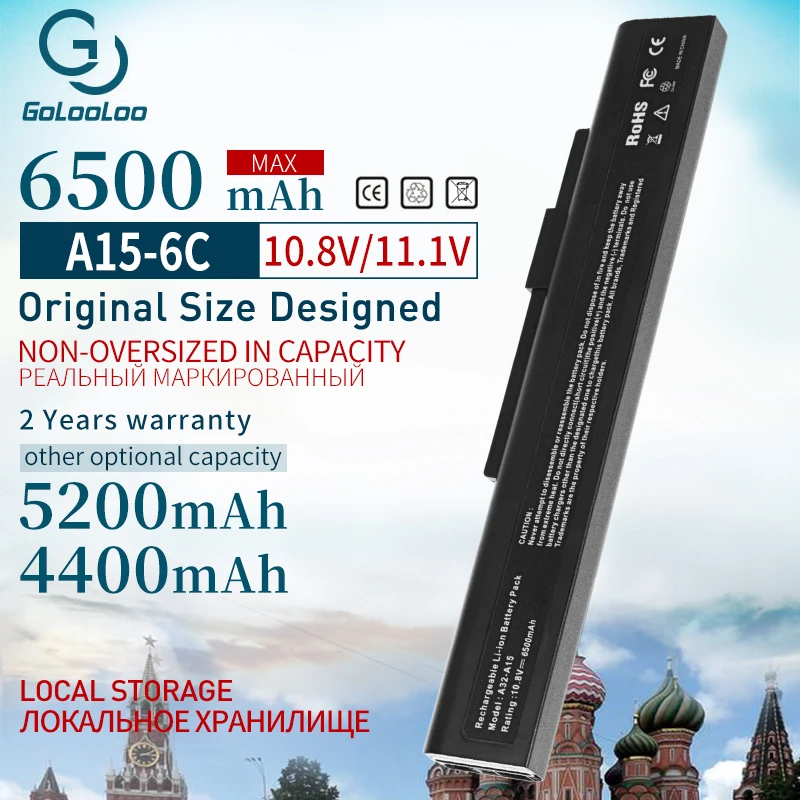 Аккумулятор Golooloo для ноутбука MSI 11 1 В 6500 мА/ч CR640X CX640DX CX640 CR640DX A6400 CR640MX CX6 CR640 a32 a15 5 6