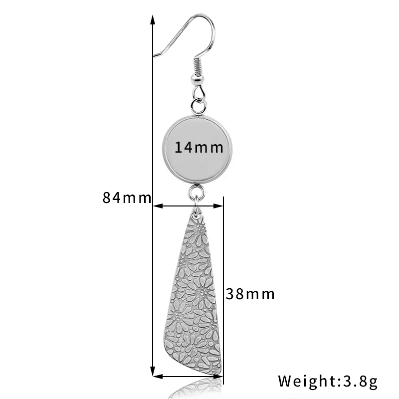 6pcs Stainless Steel Earring Hooks Cabochon Cameo Tray Settings Earring Blank Base 10 12 14 16 18 20 25mm Supplies for Jewelry