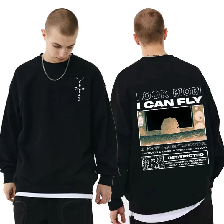 

Hot New LOOK MOM I CAN FLY Letter Logo Print Sweatshirt Cactus Jack Mens Pullover Travis Scott Sweatshirts Men Women Pullovers