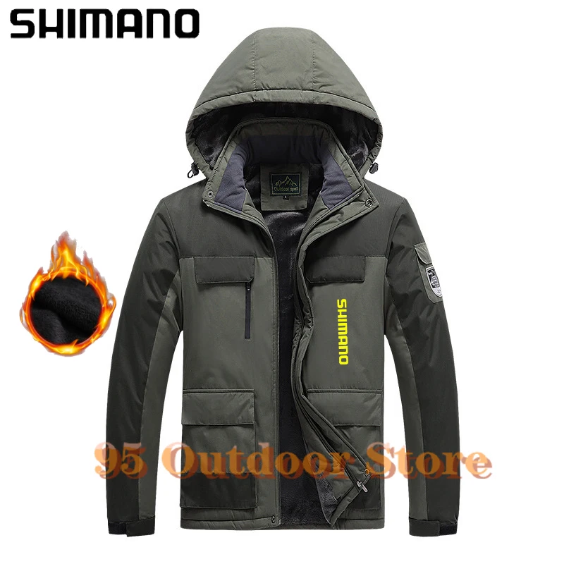 

Мужская зимняя рыболовная куртка Shimano, теплая зимняя куртка премиум-класса для лыжного спорта, Повседневная Водонепроницаемая Толстая флис...