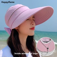 womens summer hat removable cap top with zipper empty top hat cycilng anti uv sun hats ladies foldable big brim hat visor caps