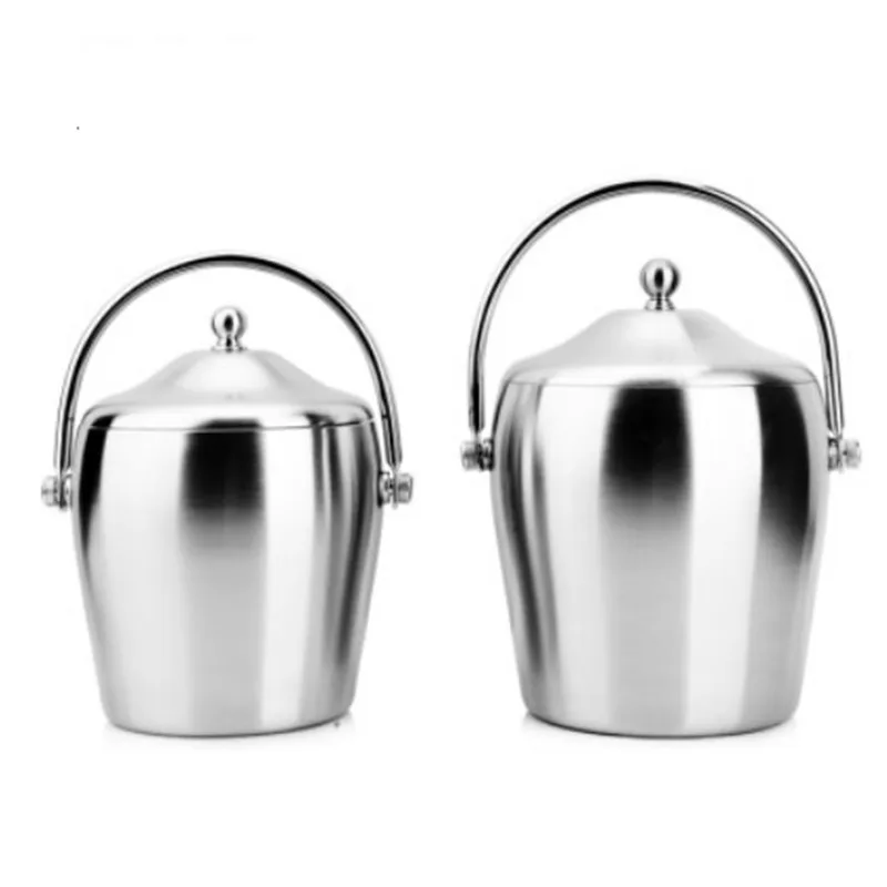 

304 1.2L/2L Stainless Steel Ice Bucket Portable Double Wall Insulated with Lid Hotel Champagne whiskey Beverage beer tools