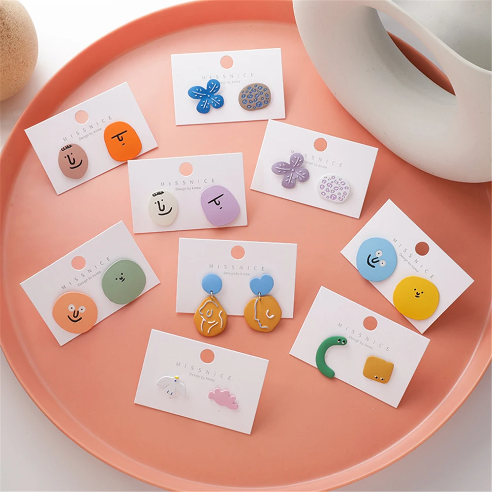 RUANME пара серег абстрактные геометрические серьги женские шлепанцы с рисунком