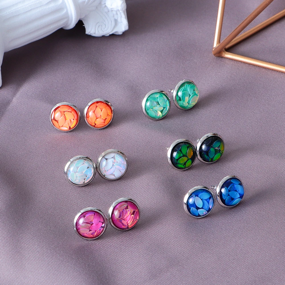 Женские серьги-гвоздики с опалом 6 пар | Украшения и аксессуары