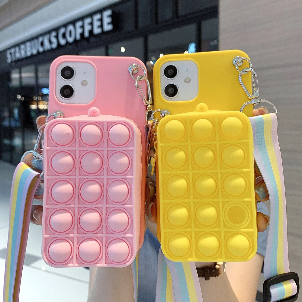 Coin Purses Pop Case For Samsung Galaxy S21 S20 FE S10 S9 S8 S7 S6 edge Note 5 8 9 10 20 Ultra Plus Lite Bubble Wallet Bag Cover