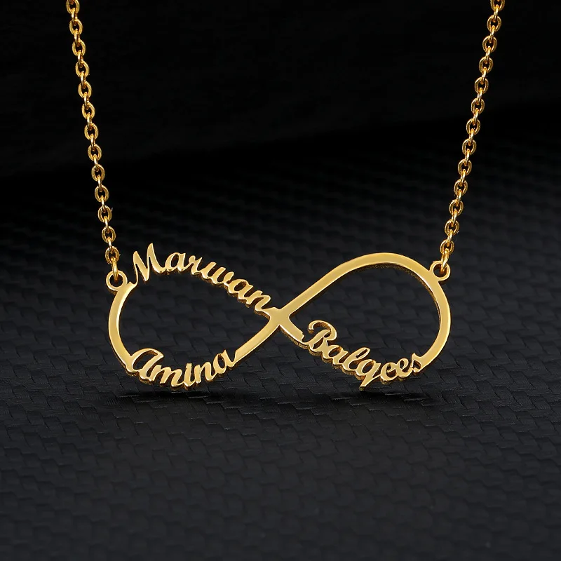 Бесконечность имя ожерелье из нержавеющей стали подвеска женское