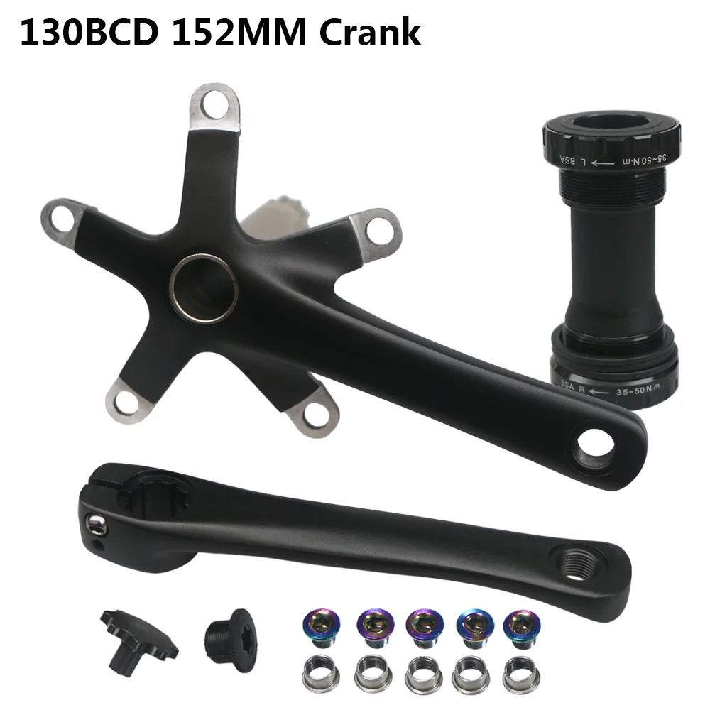 152mm 165mm 170mm 130BCD Fahrrad Kurbelgarnitur Hohl Integrierte Single Speed 5 Nagel Klapp Rennrad Kurbel set BB 44T Kettenblatt – Detail 4