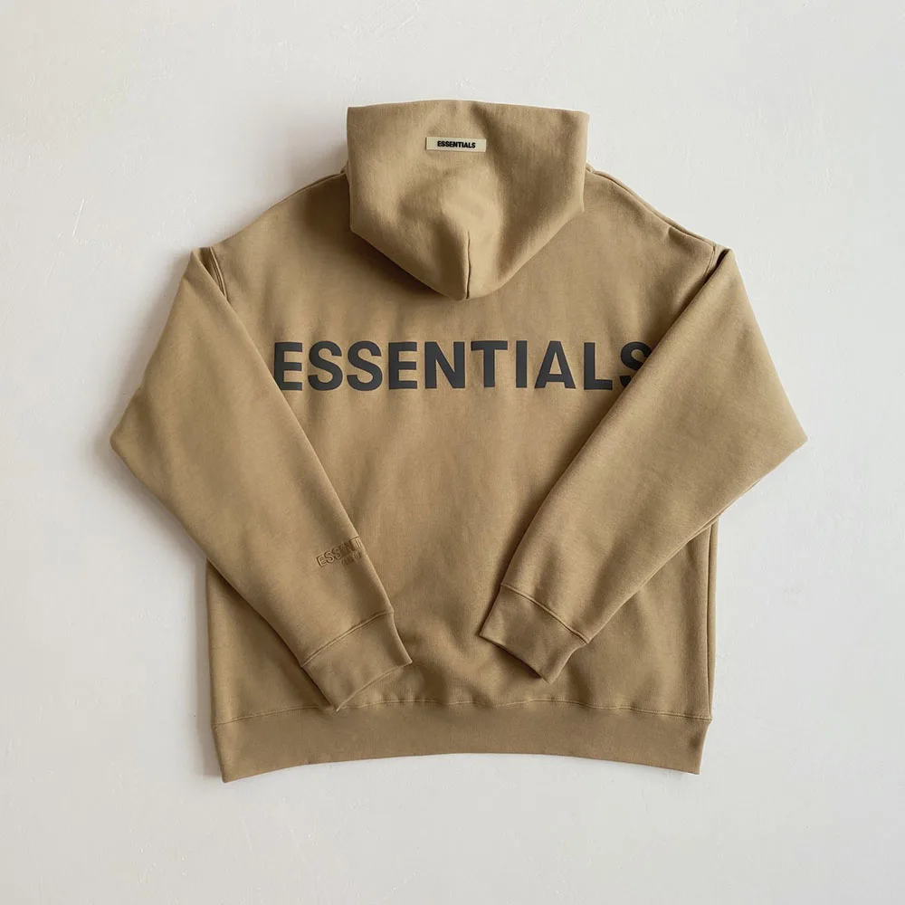 

19fw Top Versie Essentials Terug Gedrukt 3M Reflecterende Hoodies Mannen Vrouwen Oversized Winter Fleeces Katoen Hoody