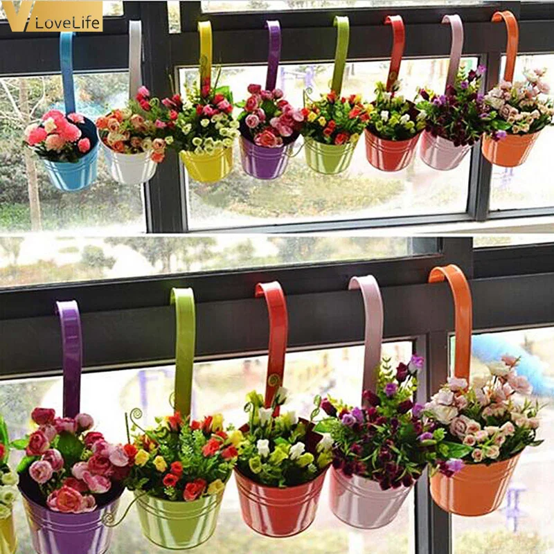 10 шт. Висячие цветочные Горшки Металлические горшки ковши железные с крючком