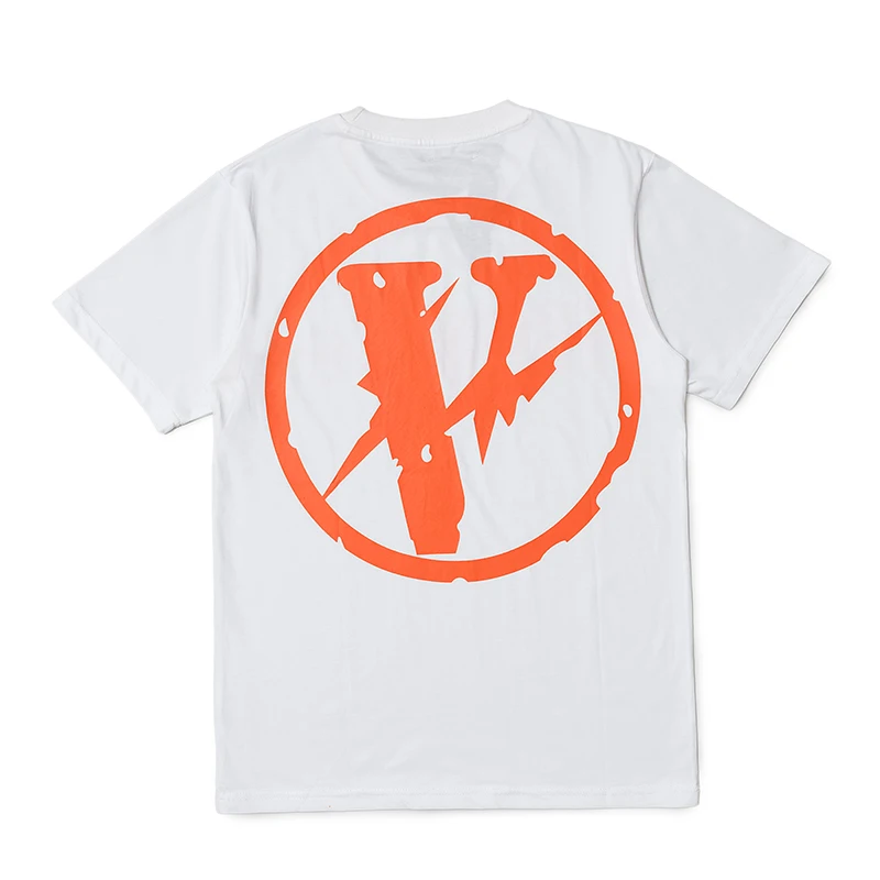 

Classic Vlone Short-sleeved Female Couple Loose Street Hip-hop Big V Trend T-shirt Men's Cotton Round Neck 021