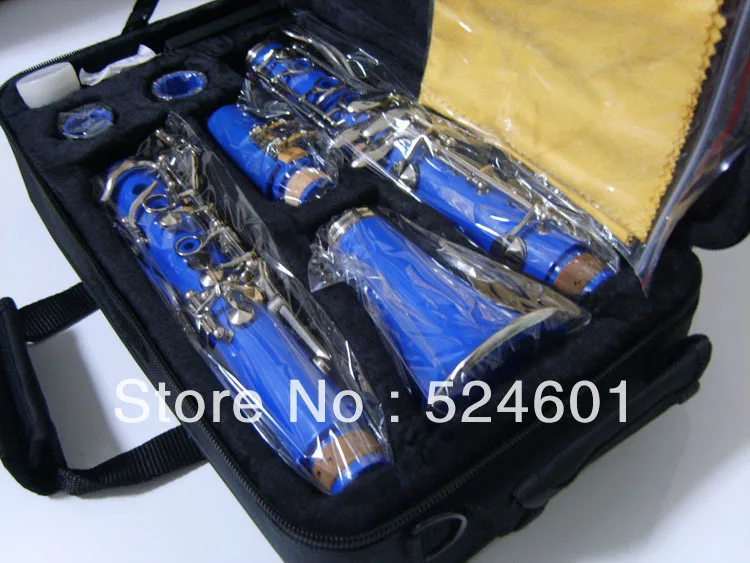 17 клавиш бакелитовая трубка Bb кларнет поверхность никелированный синий корпус в