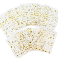 24pcsbag 3d korean gold nail art sticker bronzing self adhesive luxury decals jewelry pattern manicure slider decorations lj37
