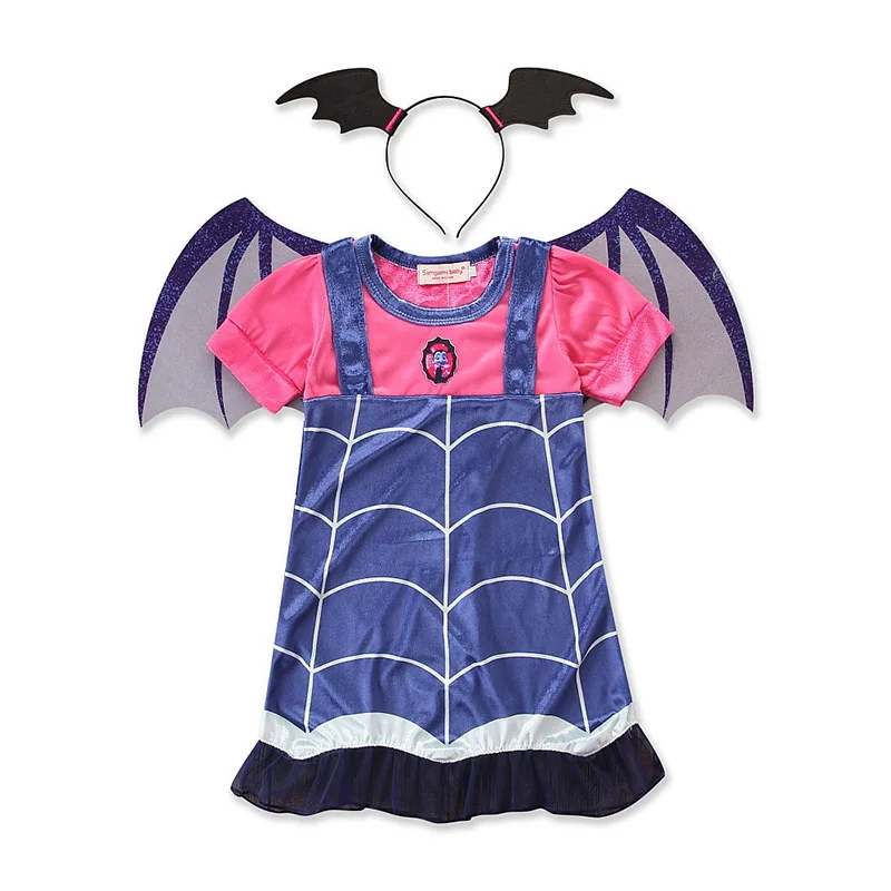 F-2 Vampirina/платье для девочек на Хэллоуин; Детский карнавальный Рождественский костюм вампира; детская одежда для дня рождения; летняя одежда; аксессуары - Цвет: F-2