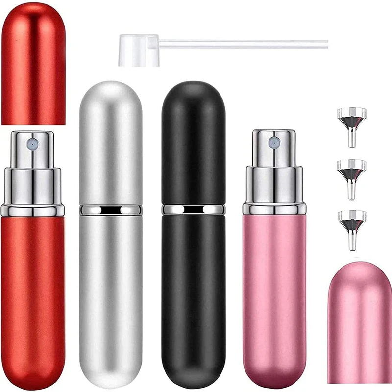 

4PCS 6ml Refillable Perfume Atomizer Bottle Travel Cosmetic Container Bottle with 3 Funnels Aluminum Perfume Spray Bottle Empty