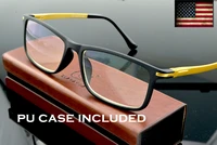black rectangular blu light blocking reading glasses super high quality with pu case america brand for gentlemen 0 754 0