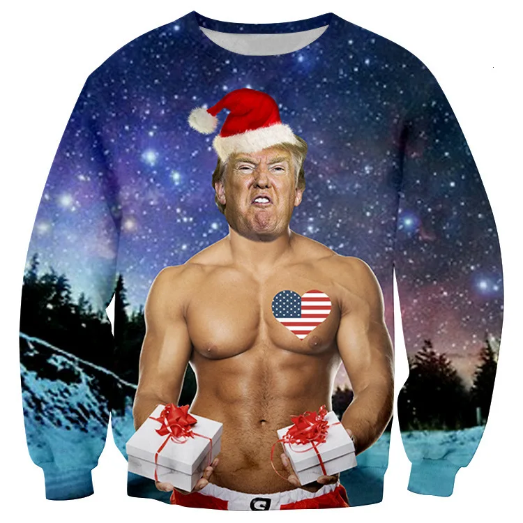 2020 рождественские топы Дональд Трамп уродливый зимний свитер Женский Забавный