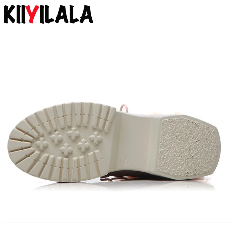 Замшевые ботинки Kiiyilala из коровьей кожи женская обувь на шнуровке теплые