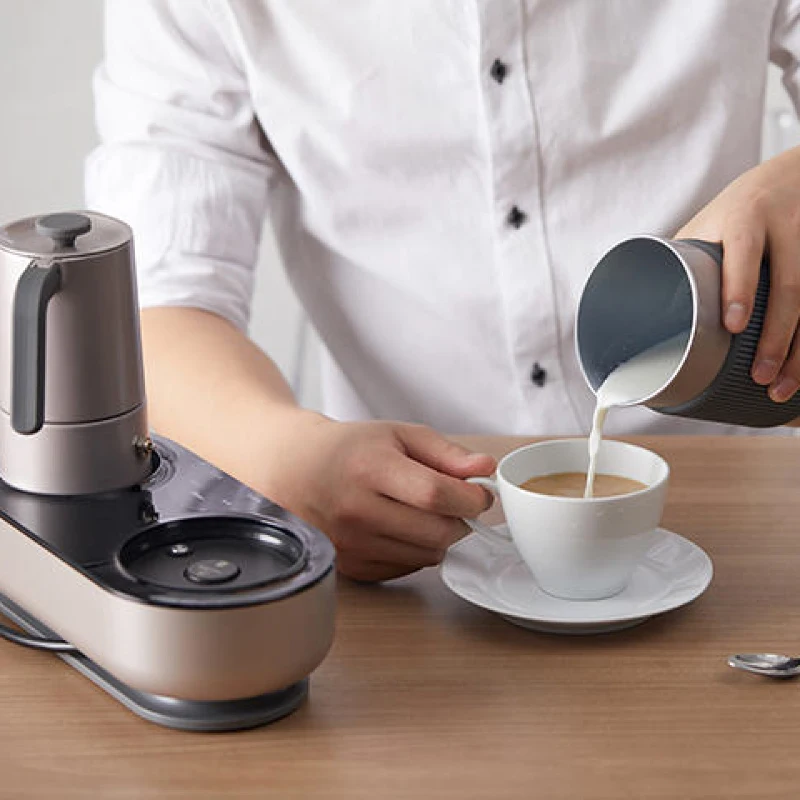 

Moka pot coffee maker Mocha foam machine + heater milk frother coffee machine simple pressure coffee can make milk foam