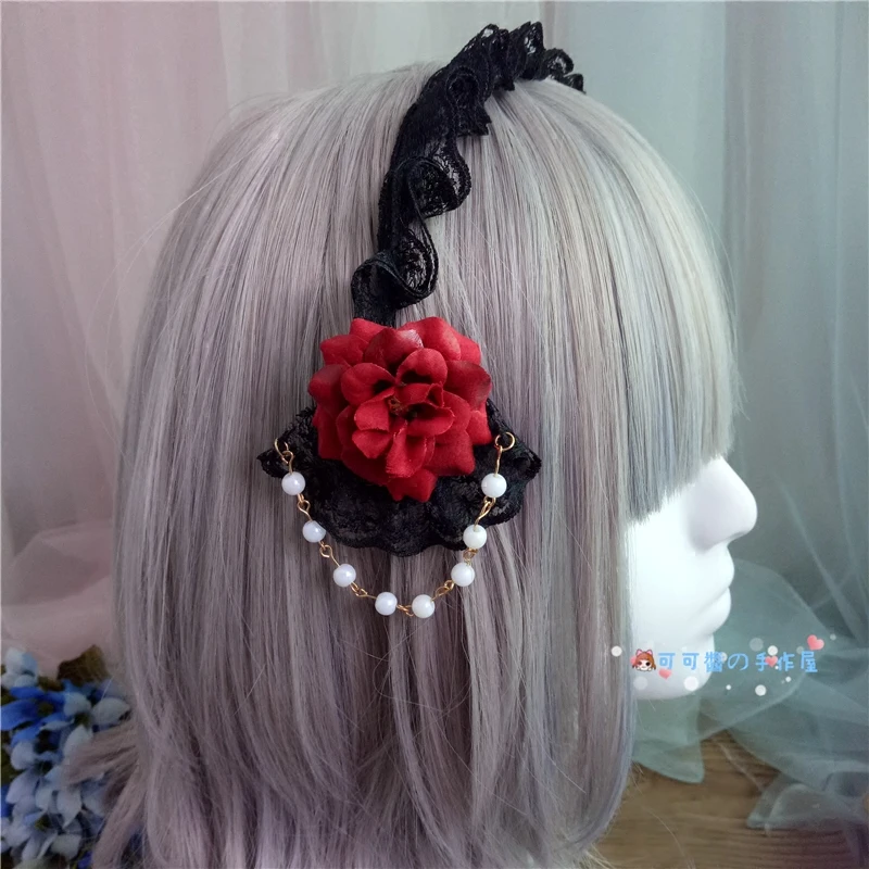 Лолита темные мертвые волосы аксессуары готический вампир красная заколка для