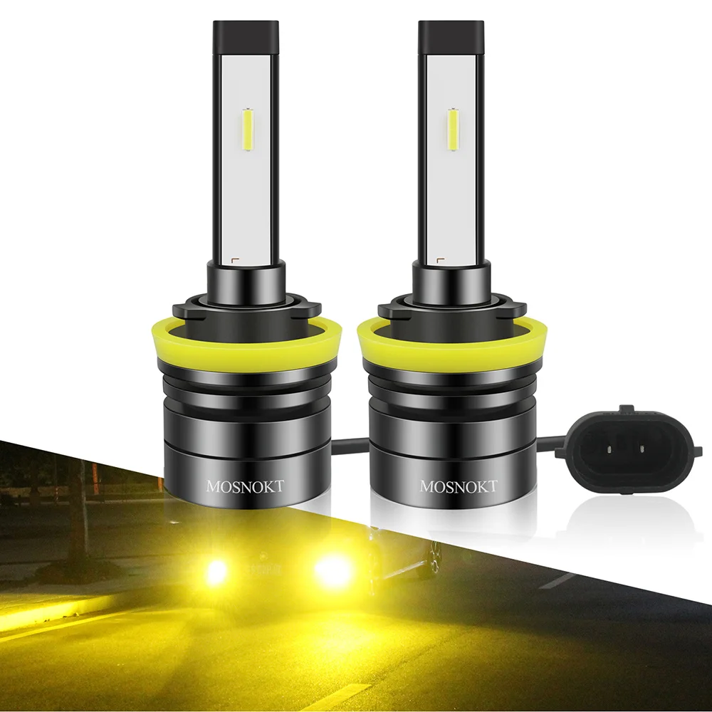 

TRUNI Extremely Bright H11 H8 H16 LED Fog Light Bulbs, 9006 880 881 5000lm Mini Size 6000K Cool White 3000K Golden Yellow