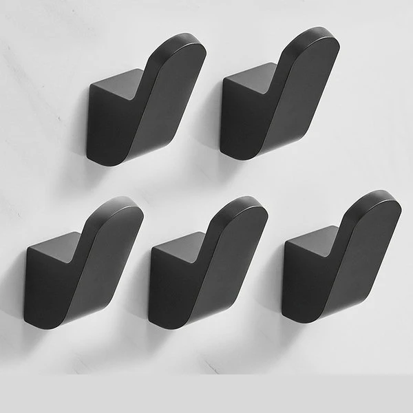5 pieces black Крючок латунный матовый крючок для одежды крючок настенный для ванной комнаты медная вешалка для одежды дверной крючок - Цвет: 5 pieces black
