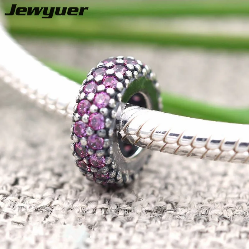 

Silver Insiration Within Purple charms 925 Sterling Silver fine jewelry Fit bead Charm Bracelet DIY for women Memnon SP023
